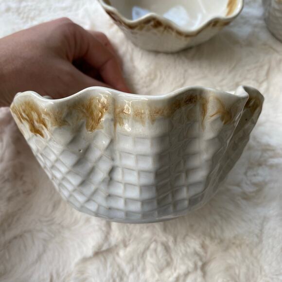 Tru Chef Stonewear Waffle Cone Ice Cream Bowls Lot of 6 Handcrafted In Portugal - Picture 2 of 10